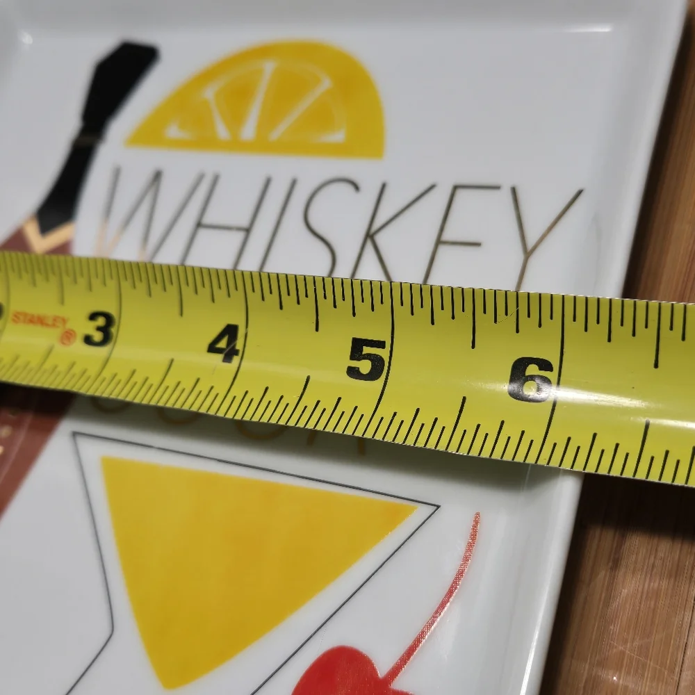 Crate & Barrel WHISKEY SOUR Appetizer Plate Trinket Dish, recipe on back